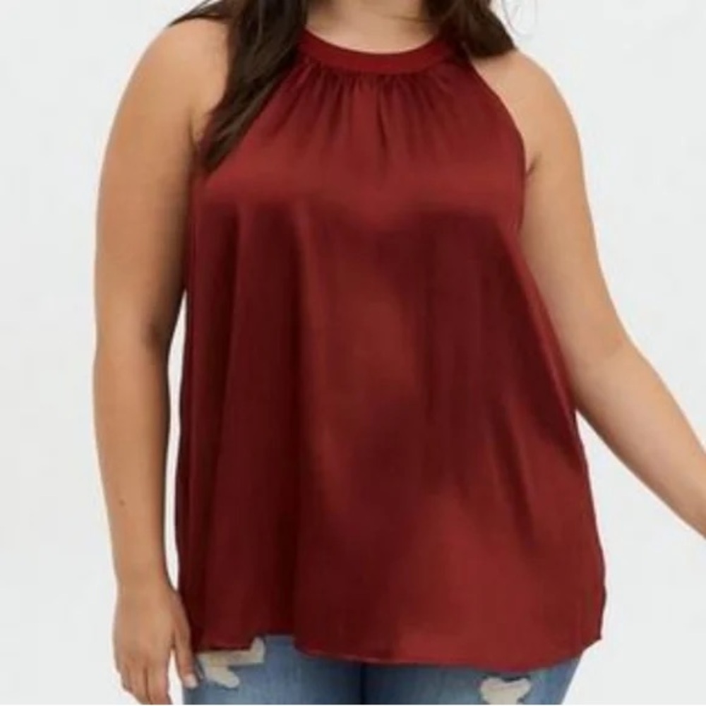 💜P2P28 NWT TORRID SIZE 2 chic occasion like satine Red Tank Top Blouse